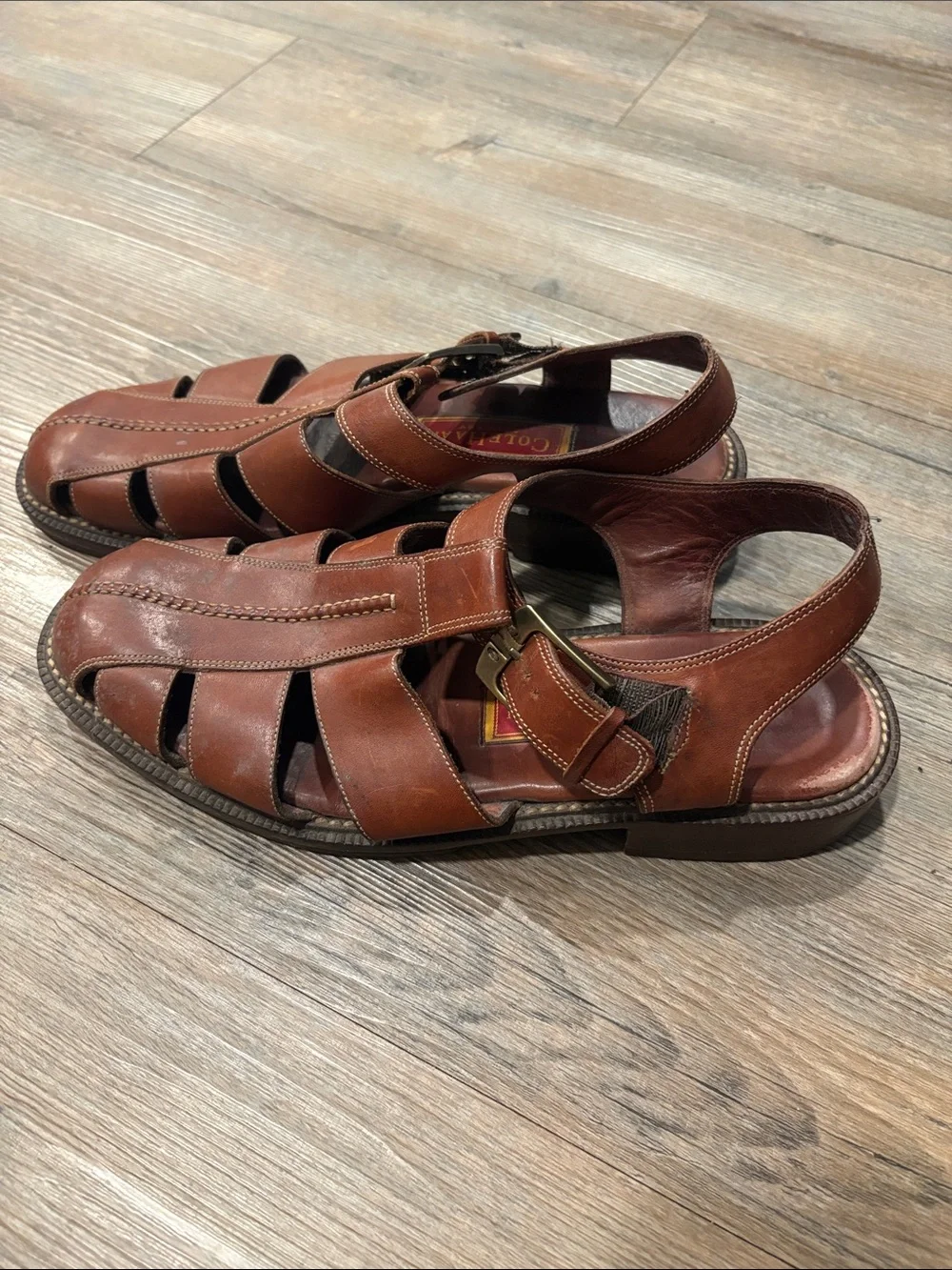 Cole Haan Men’s Tan Brown Leather Fisherman Sandals
